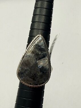 Sterling Silver Labradorite Ring Size 6 Handmade Natural Stone
